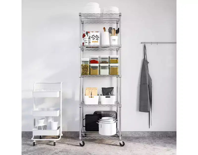 Étagère en Acier Chromé à 5 Niveaux UltraDurable de Seville Classics, 61 x 46 cm