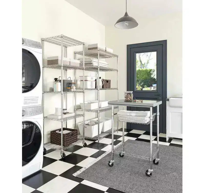 Étagère en Acier Chromé à 5 Niveaux UltraDurable de Seville Classics, 61 x 46 cm