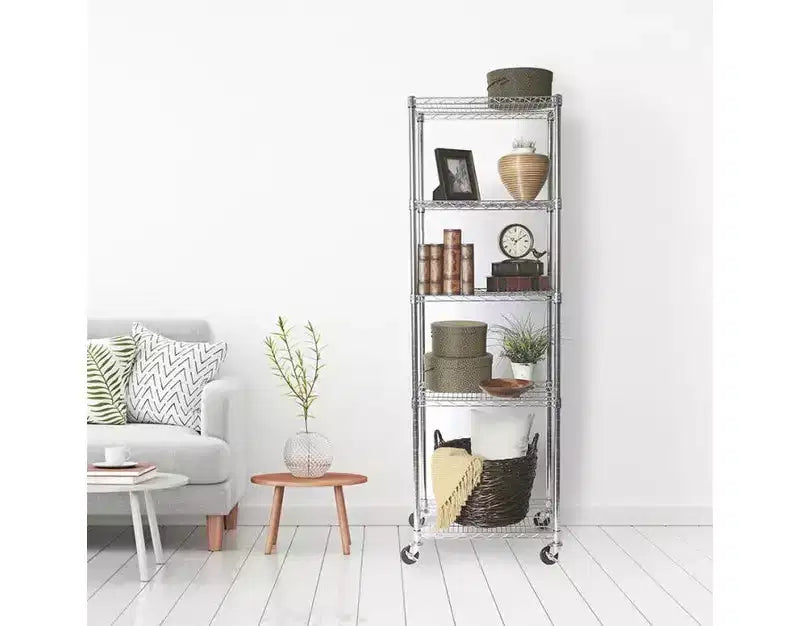 Étagère en Acier Chromé à 5 Niveaux UltraDurable de Seville Classics, 61 x 46 cm