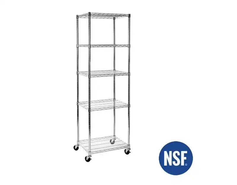 Étagère en Acier Chromé à 5 Niveaux UltraDurable de Seville Classics, 61 x 46 cm