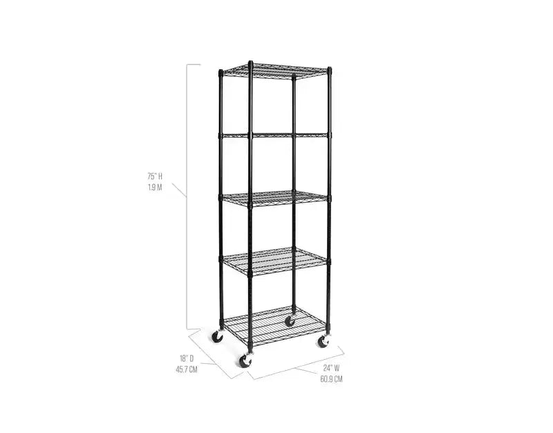 Étagère en Acier Chromé à 5 Niveaux UltraDurable de Seville Classics, 61 x 46 cm