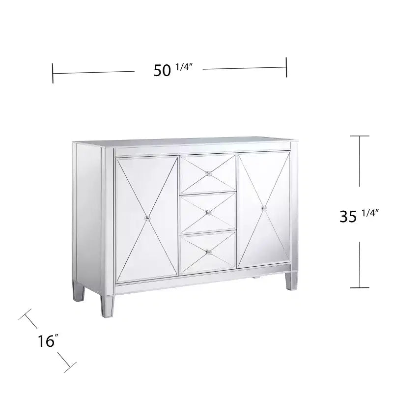 Commode Mirai 3 tiroirs miroir – Argent – SEI