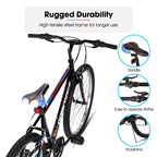 BAMCBASE 24 26 Vélo de montagne, cadre en acier à haute teneur en carbone 18 vitesses, VTT de sport pour adulte