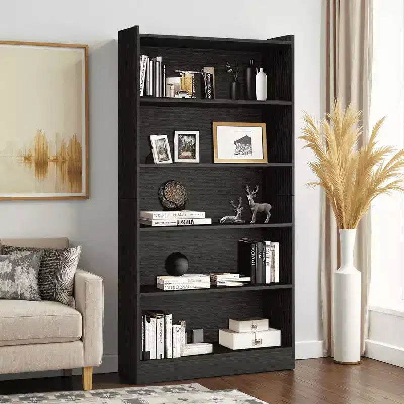 MAYEERTY 6-Tier Open Shelf Tall Bookcase 22Lbs Per Shelf Anti-Fall Top Side Panels