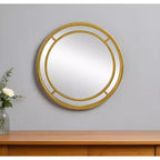 Miroir décoratif rond HomeRoots 35 Gold Geo Dot à double cadre
