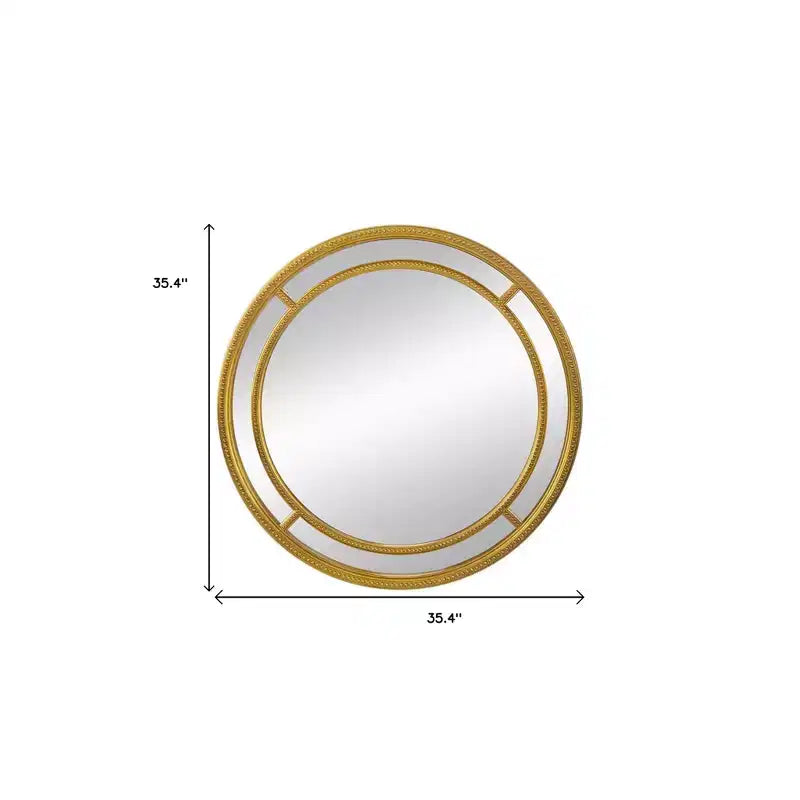 Miroir décoratif rond HomeRoots 35 Gold Geo Dot à double cadre