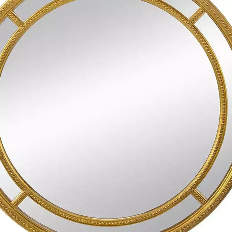 Miroir décoratif rond HomeRoots 35 Gold Geo Dot à double cadre