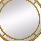 Miroir décoratif rond HomeRoots 35 Gold Geo Dot à double cadre