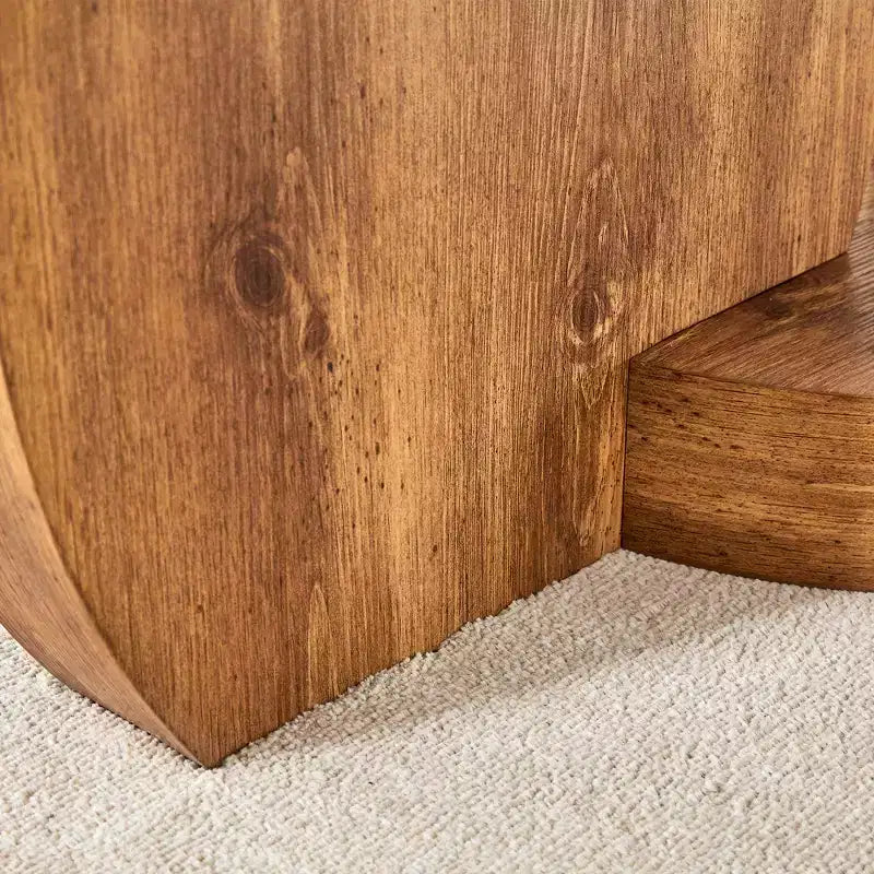 Table basse ovale avec double plateau, table de cocktail en verre, table d'appoint pour canapé, table basse, marbre/grain de bois - ModernLuxe