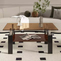 Table basse rectangulaire, plateau en verre trempé avec couche MDF, table moderne pour le salon, verre brun