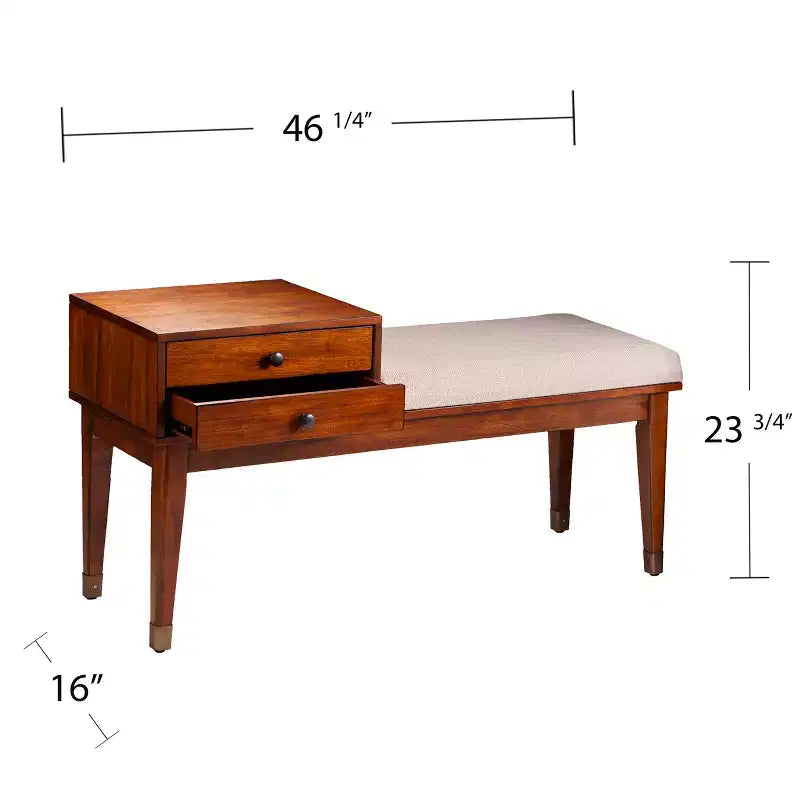 Banc rembourré Rhoda avec rangement - Marron - SEI