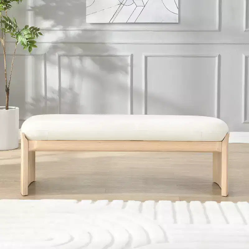 Christopher Knight Home Bellomy Ottoman moderne en bois d'hévéa rembourré de 51,5 pouces