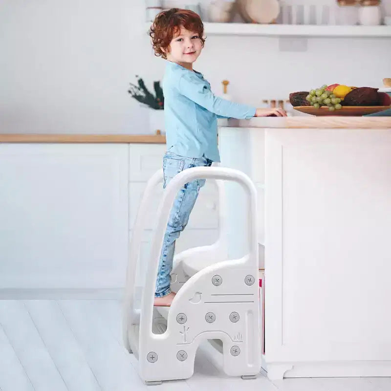 TROPOW Marchepied pour tout-petits, marchepied pour enfants avec poignées latérales, marchepied en plastique à 3 niveaux pour lavabo de salle de bain, comptoir de cuisine, entraînement à la propreté