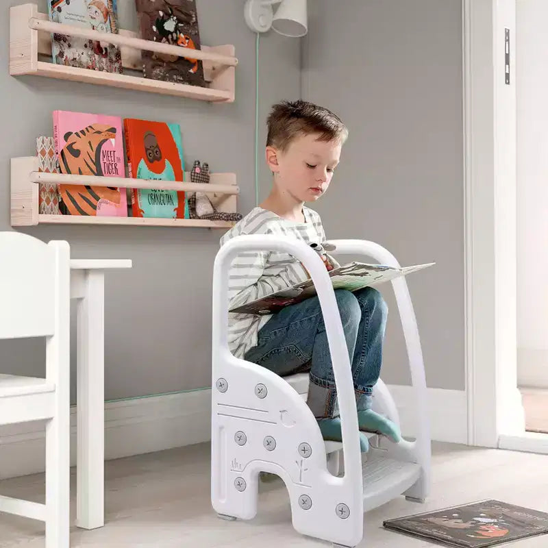 TROPOW Marchepied pour tout-petits, marchepied pour enfants avec poignées latérales, marchepied en plastique à 3 niveaux pour lavabo de salle de bain, comptoir de cuisine, entraînement à la propreté