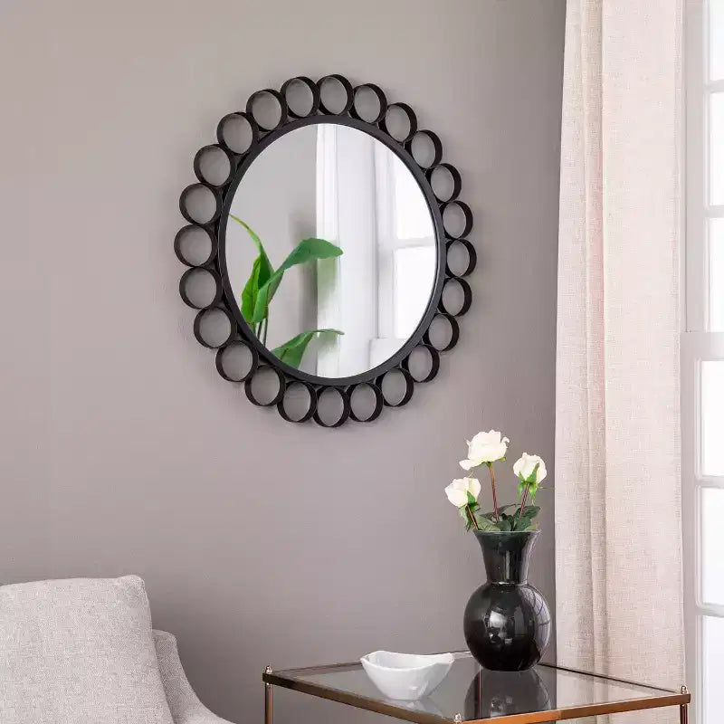 Miroir décoratif rond Abdella - Noir - SEI
