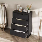 Garvee 4 Commode pour Chambre, Commode Haute 106 cm, Armoire à Tiroirs Verticale sur Pied avec Rangement, Coffre de Rangement en Bois pour Chambre