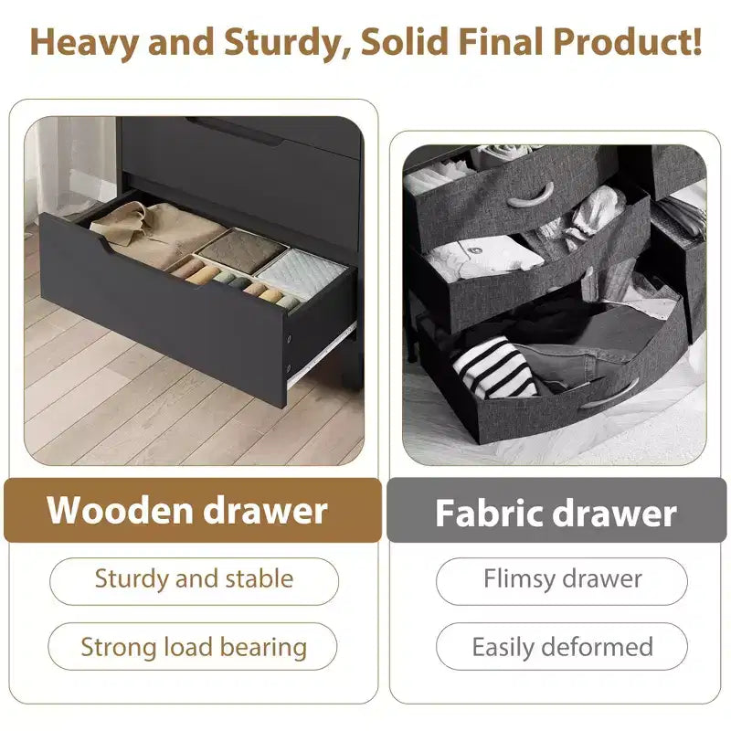 Garvee 4 Commode pour Chambre, Commode Haute 106 cm, Armoire à Tiroirs Verticale sur Pied avec Rangement, Coffre de Rangement en Bois pour Chambre