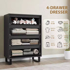 Garvee 4 Commode pour Chambre, Commode Haute 106 cm, Armoire à Tiroirs Verticale sur Pied avec Rangement, Coffre de Rangement en Bois pour Chambre