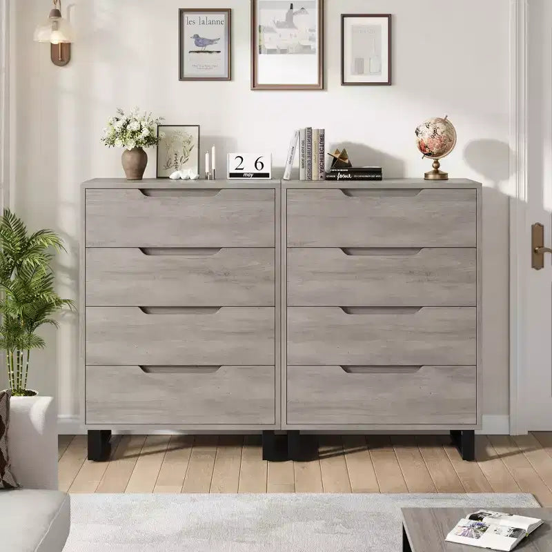 Garvee 4 Commode pour Chambre, Commode Haute 106 cm, Armoire à Tiroirs Verticale sur Pied avec Rangement, Coffre de Rangement en Bois pour Chambre
