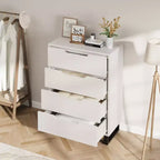 Garvee 4 Commode pour Chambre, Commode Haute 106 cm, Armoire à Tiroirs Verticale sur Pied avec Rangement, Coffre de Rangement en Bois pour Chambre