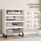 Garvee 4 Commode pour Chambre, Commode Haute 106 cm, Armoire à Tiroirs Verticale sur Pied avec Rangement, Coffre de Rangement en Bois pour Chambre
