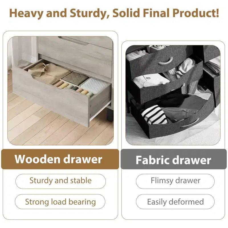 Garvee 4 Commode pour Chambre, Commode Haute 106 cm, Armoire à Tiroirs Verticale sur Pied avec Rangement, Coffre de Rangement en Bois pour Chambre
