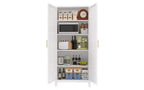 Chic Crate Armoire métallique 71'' avec 2 portes élégantes et étagères réglables pour Chambre/Salon/Cuisine (Blanc)