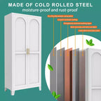 Chic Crate Armoire métallique 71'' avec 2 portes élégantes et étagères réglables pour Chambre/Salon/Cuisine (Blanc)