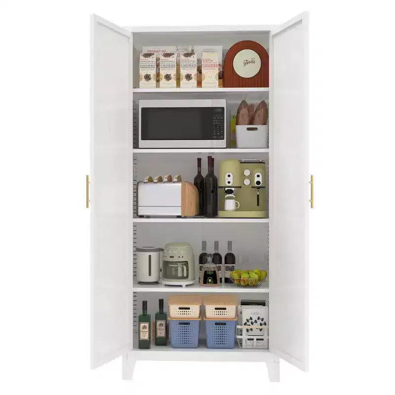 Chic Crate Armoire métallique 71'' avec 2 portes élégantes et étagères réglables pour Chambre/Salon/Cuisine (Blanc)