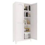Chic Crate Armoire métallique 71'' avec 2 portes élégantes et étagères réglables pour Chambre/Salon/Cuisine (Blanc)