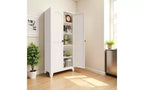Chic Crate Armoire métallique 71'' avec 2 portes élégantes et étagères réglables pour Chambre/Salon/Cuisine (Blanc)