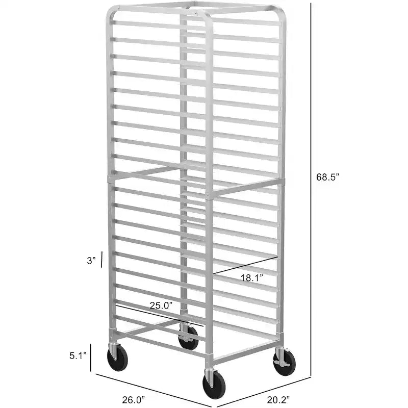 ROVSUN Étagères de boulangerie à chariots pour plaques de cuisson, supports de cuisson commerciaux en acier inoxydable avec roues freinées, chariot de service de pain et de plateaux alimentaires