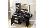 Coiffeuse de chambre avec lumières, commode en bois, commode moderne avec tiroirs, meuble de rangement, étagère et tabouret de coiffeuse, blanc
