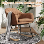 Fauteuil à bascule rembourré, planeur avec coussin douillet, fauteuil à bascule d'appoint avec pieds en bois d'hévéa, fauteuil de crèche en bois supportant jusqu'à 150 kg