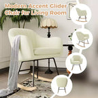 Fauteuil à bascule rembourré, planeur avec coussin douillet, fauteuil à bascule d'appoint avec pieds en bois d'hévéa, fauteuil de crèche en bois supportant jusqu'à 150 kg