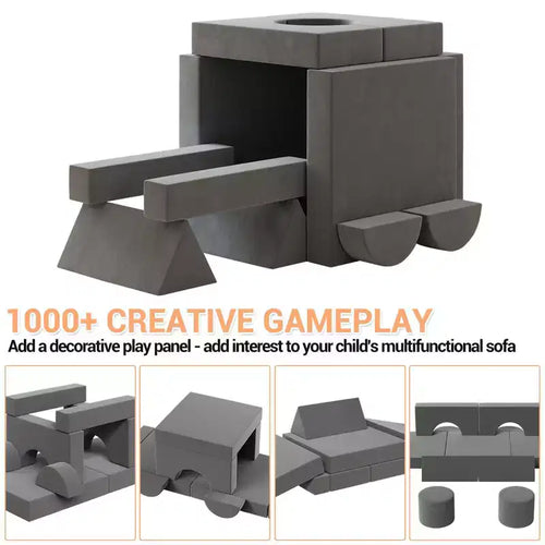 Canapé de jeu modulaire pour enfants, 13 pièces - Housses lavables en velours, ensemble de canapé pour tout-petits, chaise de sol convertible en mousse pour salle de jeux et salon