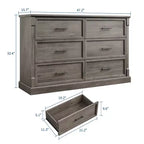 Commode de ferme à 6 tiroirs, commode rustique en bois avec poignées en métal, grande commode de rangement pour meuble TV pour salon, chambre d'enfant, chambre à coucher