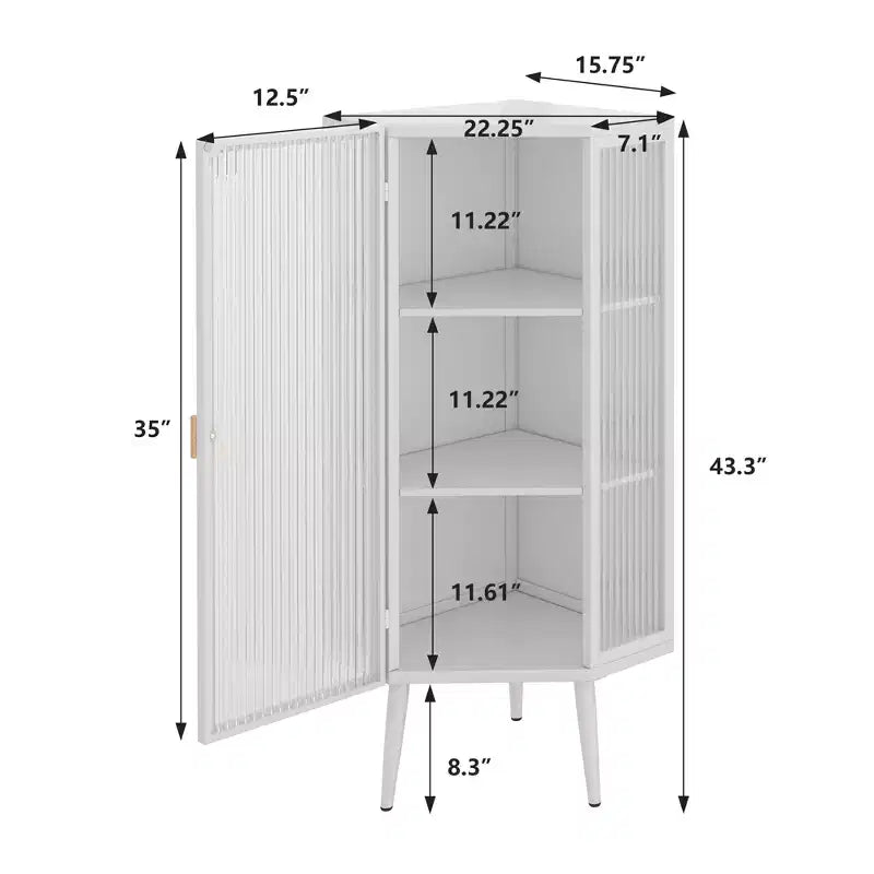 Meuble d'angle GDFStudio Sally Modern de 22 po en métal triangulaire avec porte en verre
