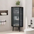 Meuble d'angle GDFStudio Sally Modern de 22 po en métal triangulaire avec porte en verre
