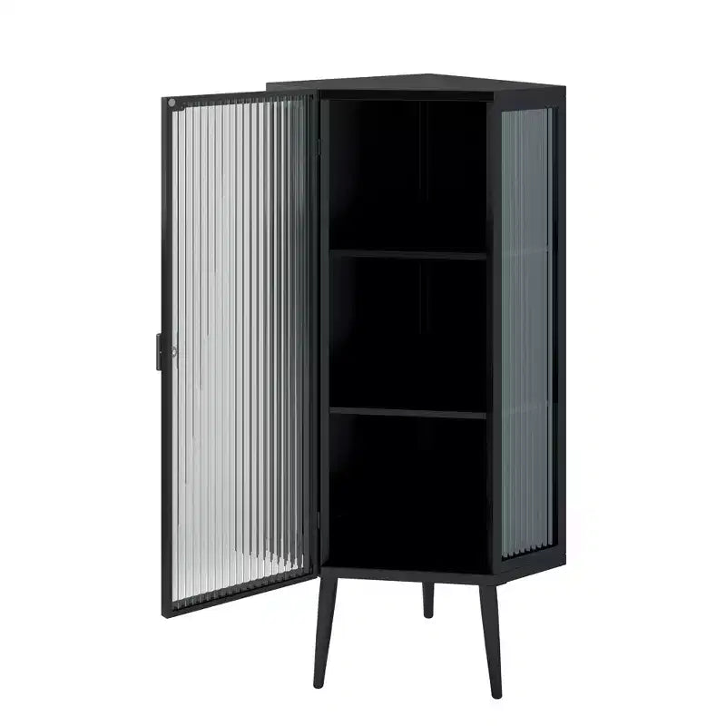 Meuble d'angle GDFStudio Sally Modern de 22 po en métal triangulaire avec porte en verre