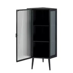 Meuble d'angle GDFStudio Sally Modern de 22 po en métal triangulaire avec porte en verre