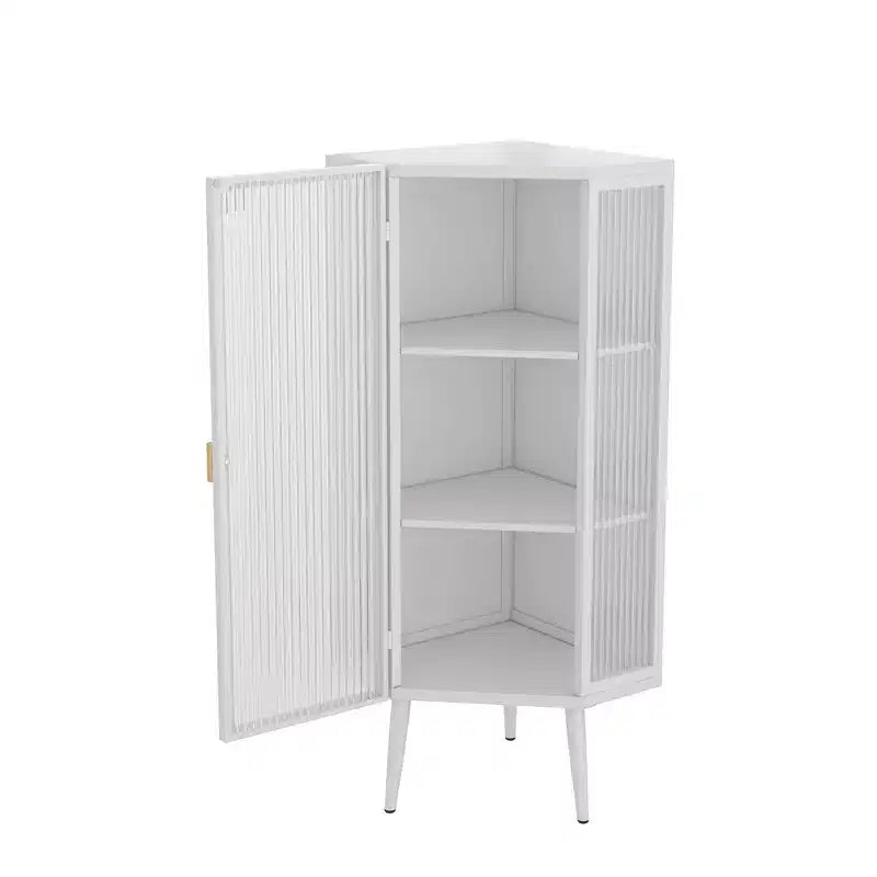 Meuble d'angle GDFStudio Sally Modern de 22 po en métal triangulaire avec porte en verre