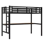 Lit mezzanine moderne en métal Okak, taille double/grand lit/très grand lit, avec bureau, lit superposé peu encombrant avec chargement USB et LED, certifié CPC, lits mezzanine robustes pour enfants et adolescents