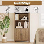 Étagère à 3 niveaux avec lumières LED, étagère de présentation en bois de 147 cm de haut, étagère de rangement ouverte, chambre, salon, bureau