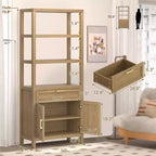 Étagère à 3 niveaux avec lumières LED, étagère de présentation en bois de 147 cm de haut, étagère de rangement ouverte, chambre, salon, bureau