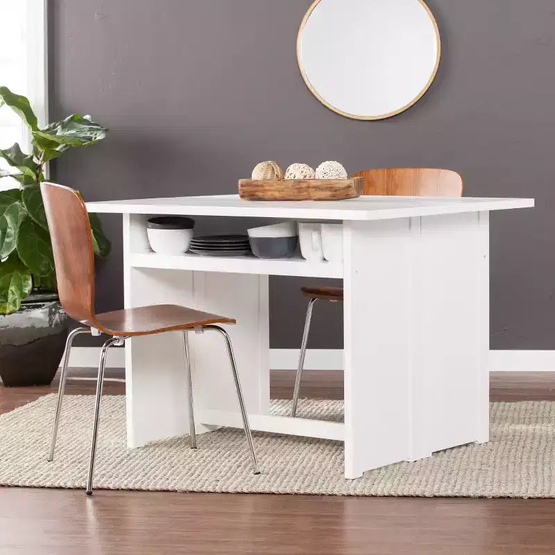 Kempsey Table console transformable en table à manger – Blanc – SEI