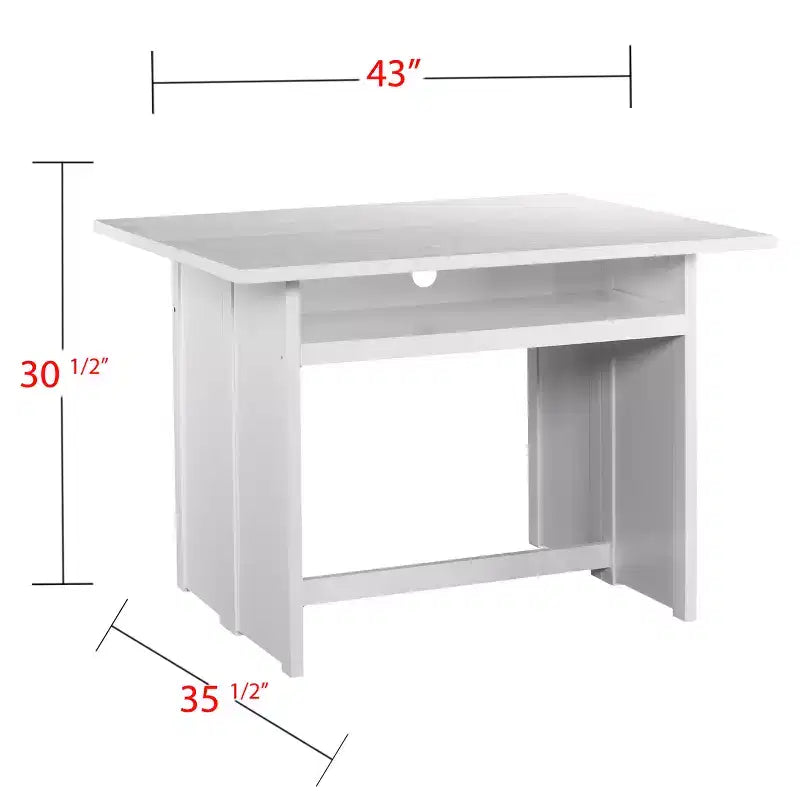 Kempsey Table console transformable en table à manger – Blanc – SEI