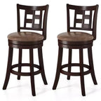 Costway Set of 2/4 Bar Stools 26 Swivel Bar Chairs with Footrest, Lattice Backrest