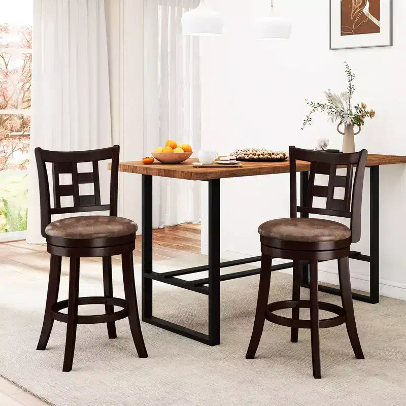 Lot de 2/4 tabourets de bar Costway, chaises de bar pivotantes de 66 cm avec repose-pieds et dossier à lattes