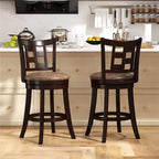 Lot de 2/4 tabourets de bar Costway, chaises de bar pivotantes de 66 cm avec repose-pieds et dossier à lattes